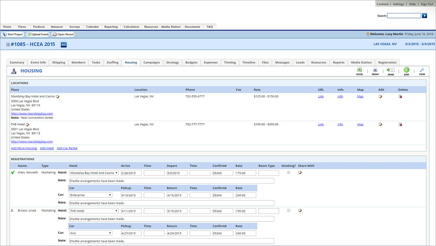Housing - manage travel logistics